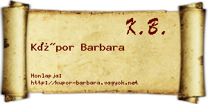 Kúpor Barbara névjegykártya